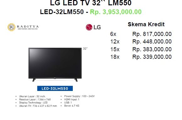 LG LED TV 32′ LM550